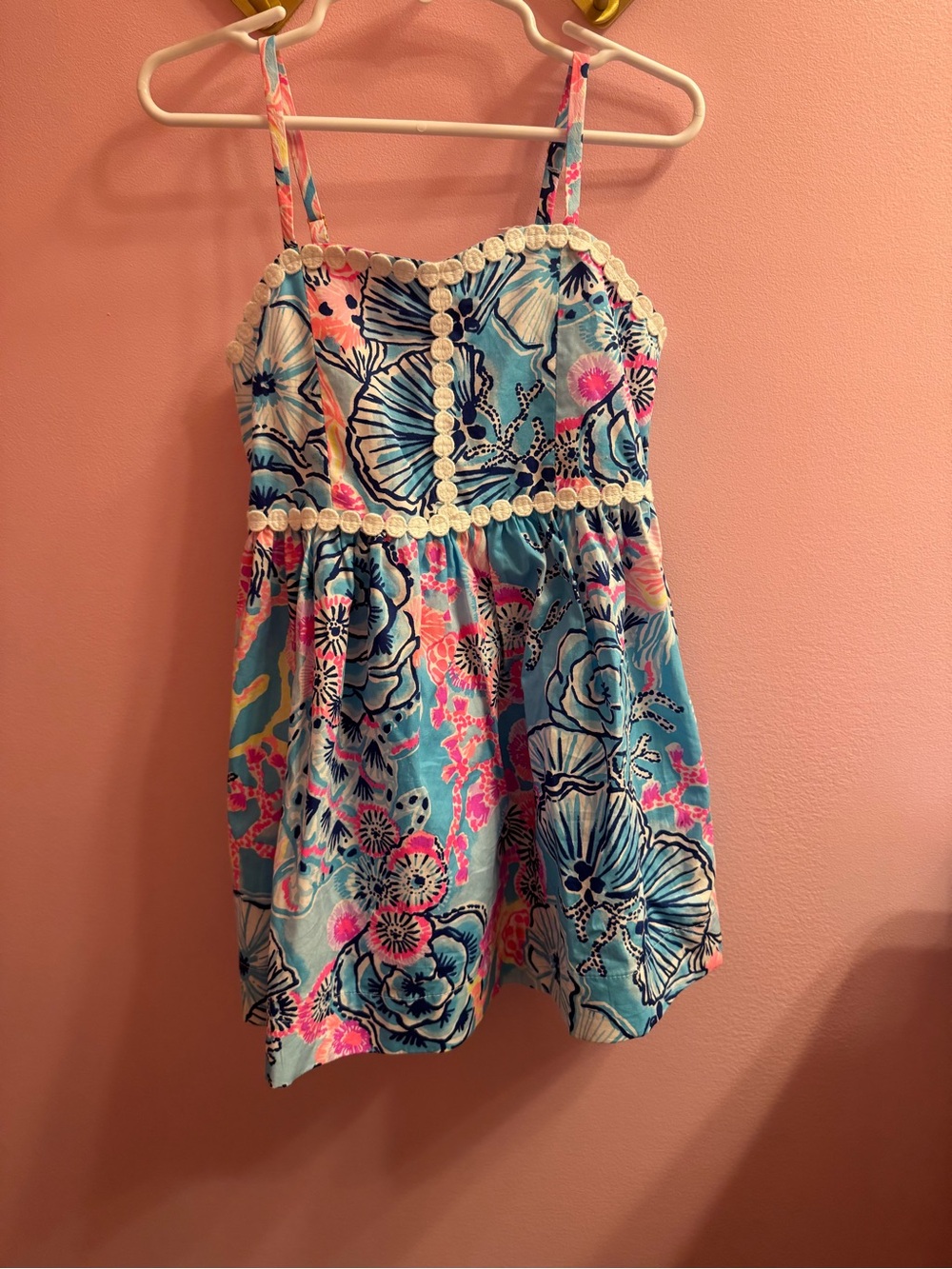 Lilly Pulitzer Blue Floral Mini Dress with Pink Accents